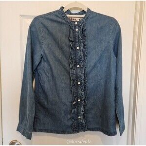 Bonpoint Flutter Denim Francey Button Up Blue Women's Size Small